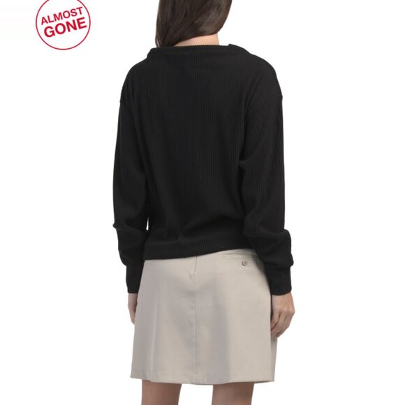 G LIFESTYLE Black Ribbed Funnel Neck Sweatshirt - Picture 2 of 2